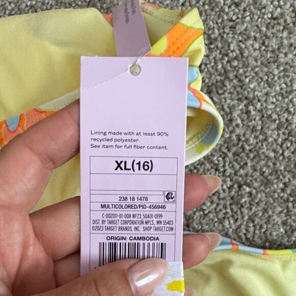 Floral Bikini Set in Yellow and Orange Top XL Bottom L - Picture 8 of 8